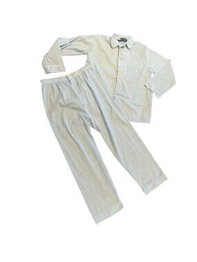 Vintage Pleetway Men’s Large Light Blue & White Striped Pajama Set